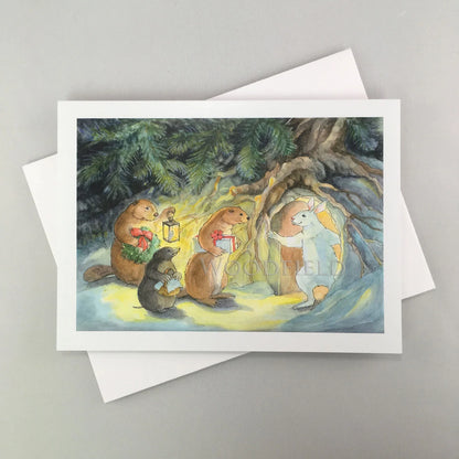 Yuletide Friends - Single Greeting Card by Woodfield Press