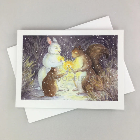 Candle Lighting - Single Greeting Card by Woodfield Press