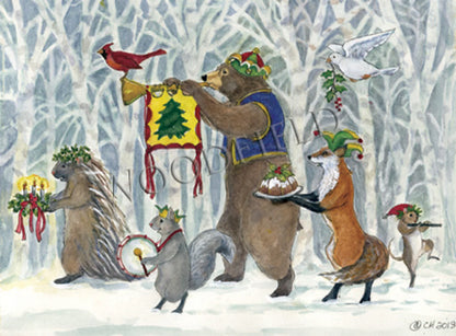 Christmas Procession - Single Greeting Card by Woodfield Press