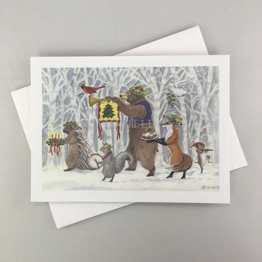 Christmas Procession - Single Greeting Card by Woodfield Press