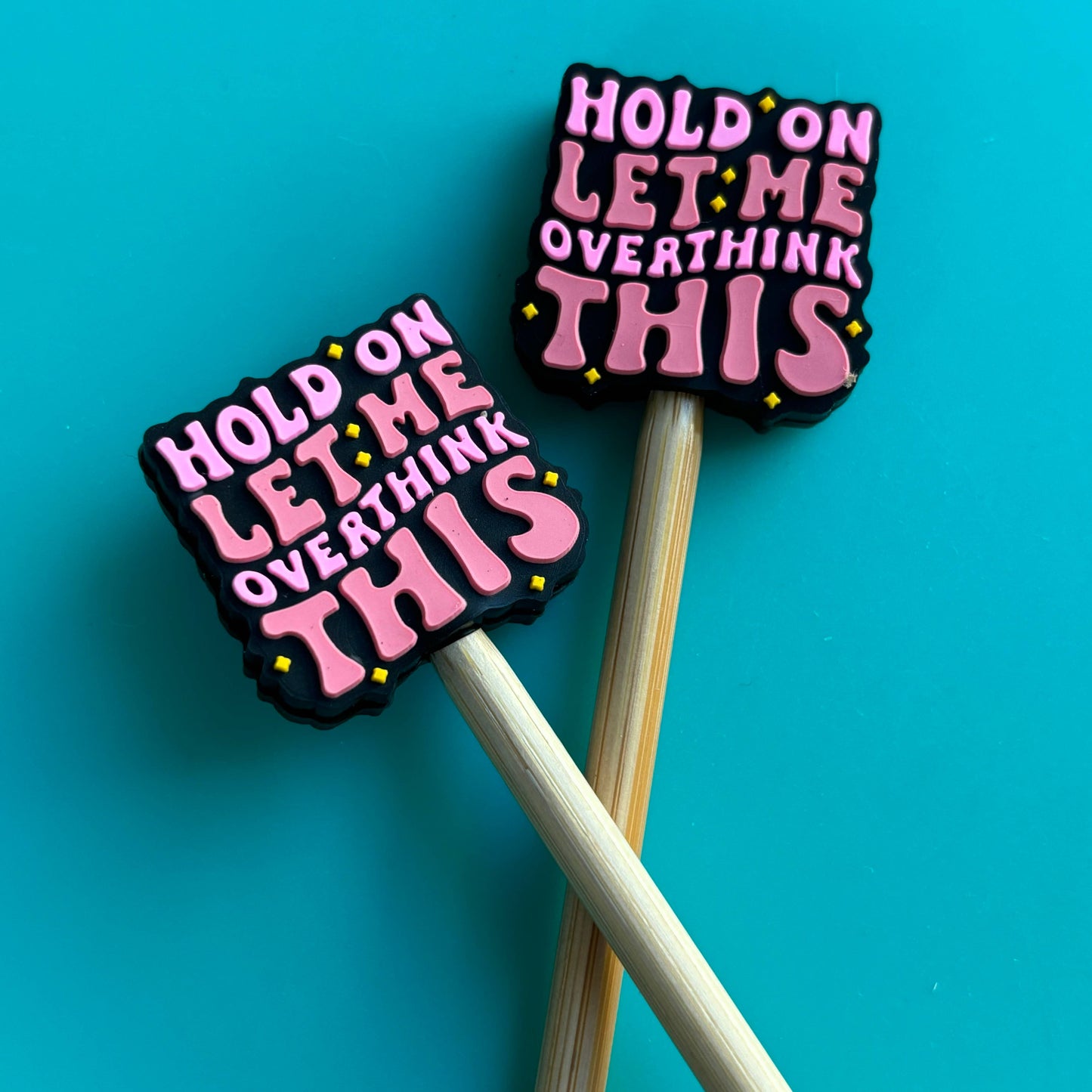 Overthink This PINK Anxiety Stitch Stoppers from Comma Craft Co - Maine Yarn & Fiber Supply