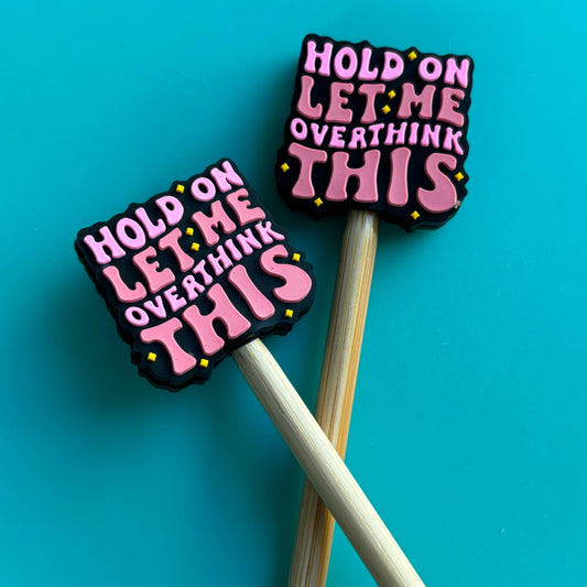 Overthink This PINK Anxiety Stitch Stoppers from Comma Craft Co - Maine Yarn & Fiber Supply