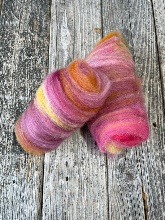 Hand-Dyed and Carded BFL Batts 2.43oz