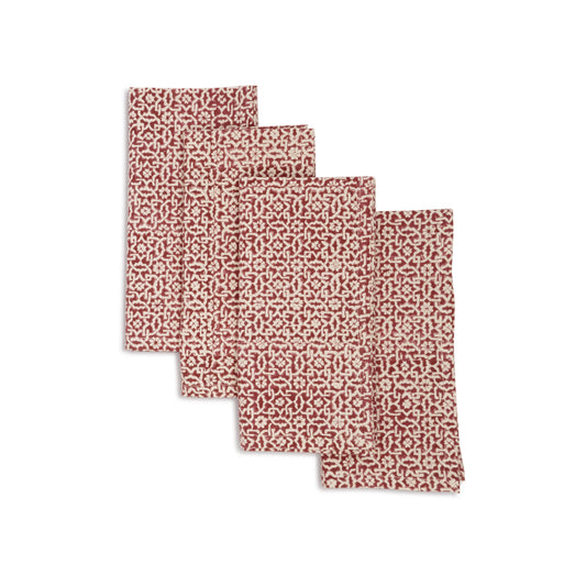 CRIMSON VALLEY Napkin Hand Block Printed Cotton (set of 4) from Sustainable Threads