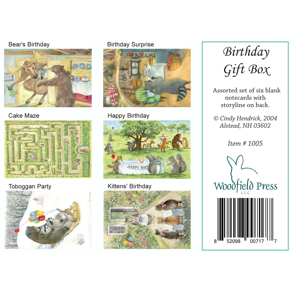 Birthday Assortment - Boxed Set of 6 Greeting Cards by Woodfield Press