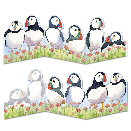 Sea Thrift Puffins Two Fold Greeting Card from Emma Ball