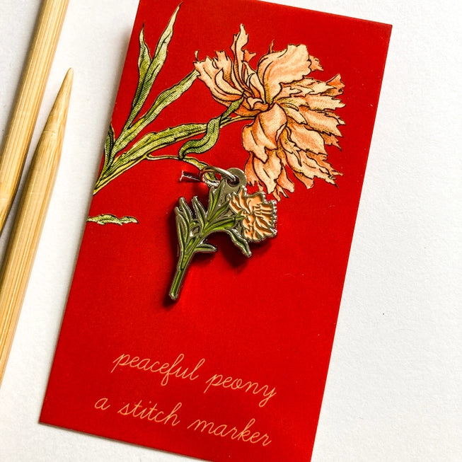 Peony Single Stitch Marker from Firefly Notes