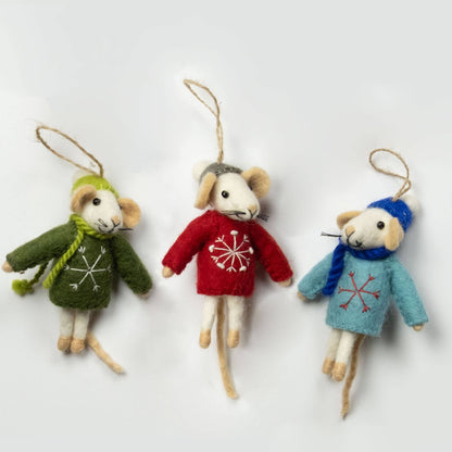 Felt Mouse Ornaments from The Winding Road