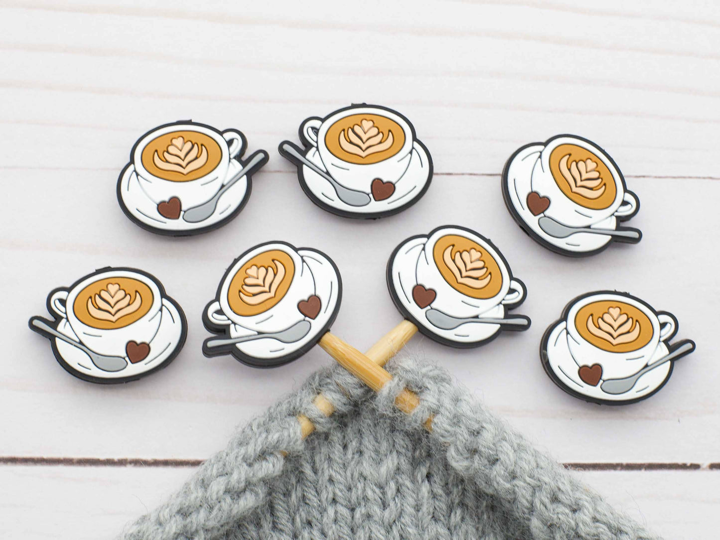 Latte Art Stitch Stoppers from Fox & Pine Stitches