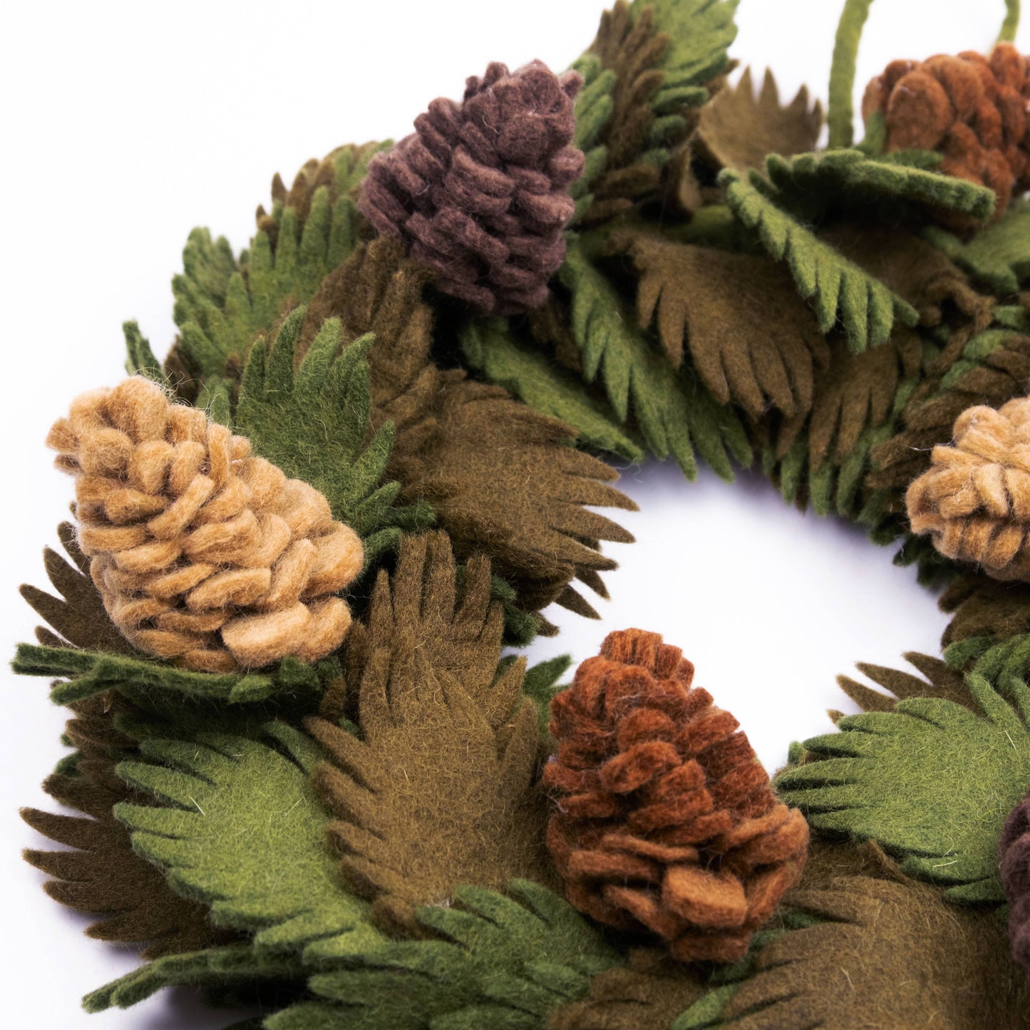 Felted Wool Pine Cone Wreath Christmas Decor from The Winding Road