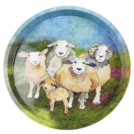 Felted Sheep Round Tin Tray from Emma Ball Ltd