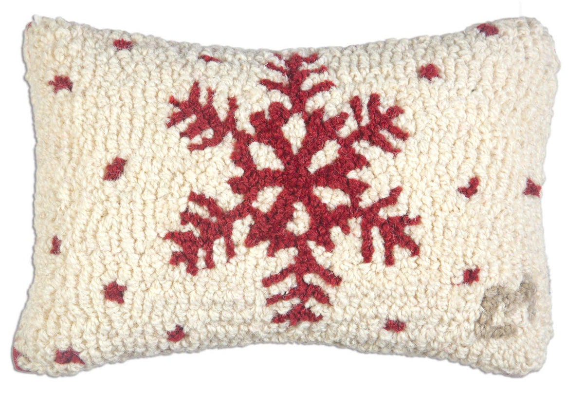 Red Flake Christmas - 8" x 12" Hand Hooked 100% Wool Pillow from Chandler 4 Corners