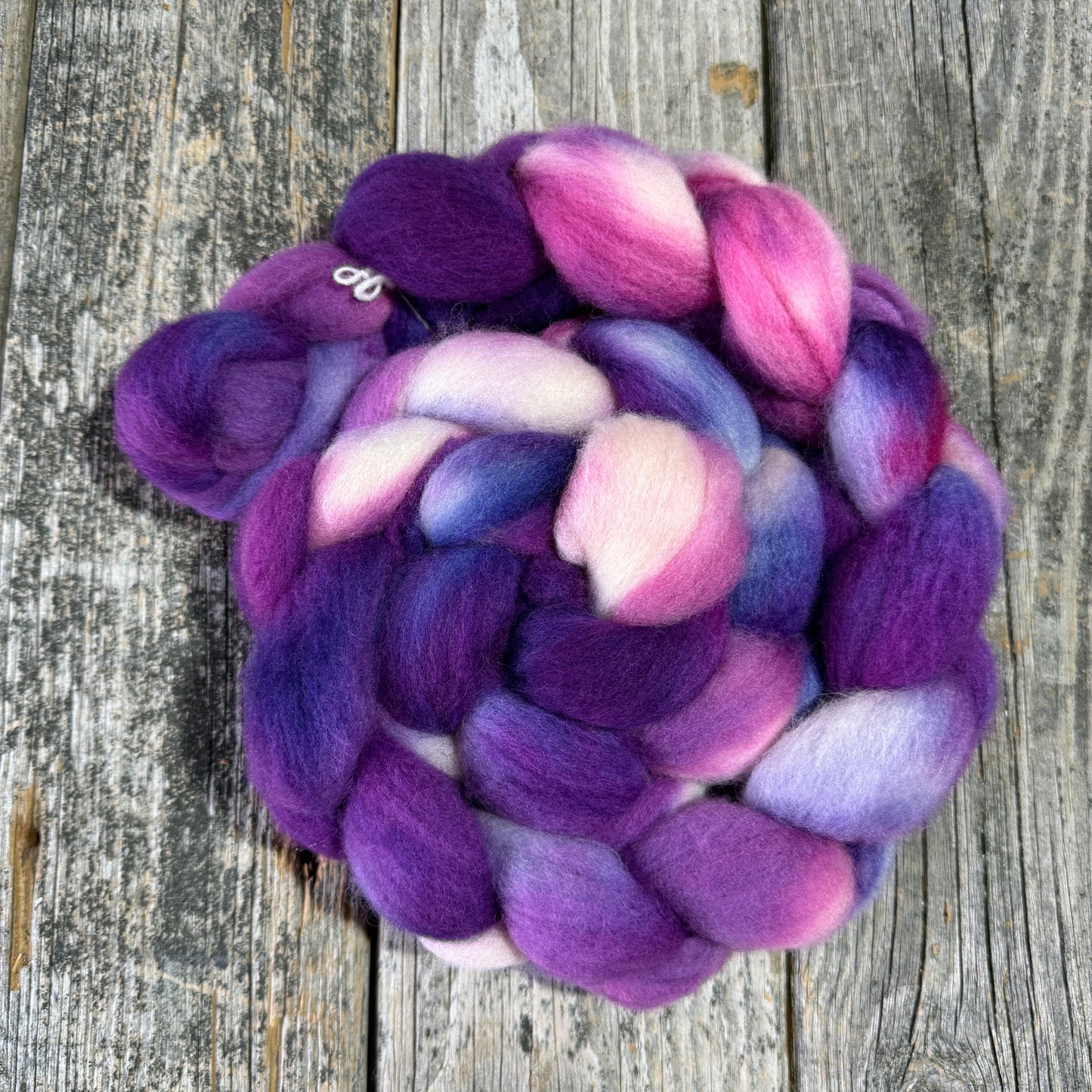 Hand Dyed BFL Top Fiber Braid 4.9oz “Crocus”
