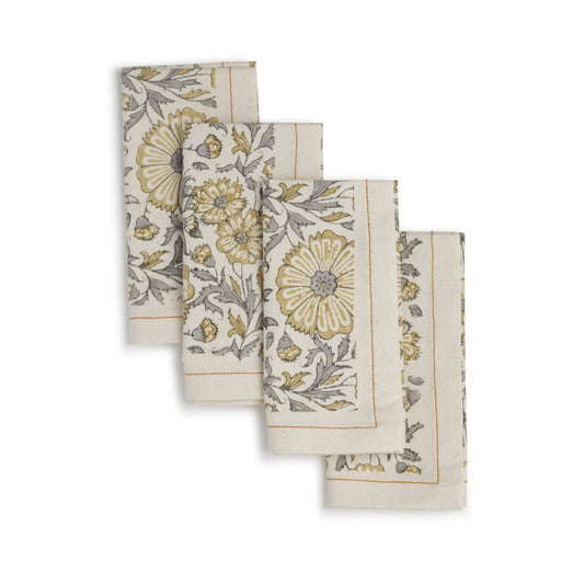 ZINNIA Napkin Hand Block Printed Cotton (set of 4) from Sustainable Threads