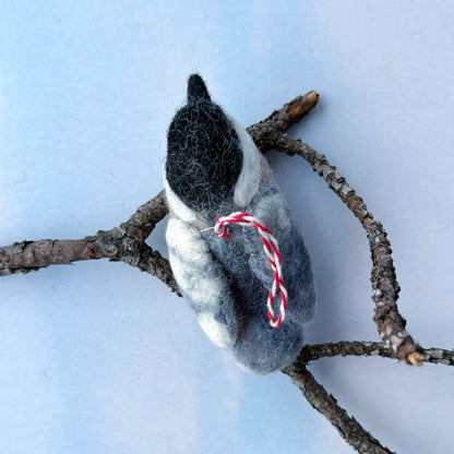 Black Capped Chickadee Felt Wool Ornament by Ornaments 4 Orphans