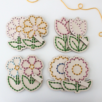 Kids Yarn Sunflower Flower Wooden Embroidery DIY Kit by The HNB House - Maine Yarn & Fiber Supply