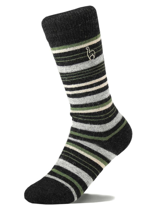 Stripe Moss Alpaca Socks by Shupaca Alpaca