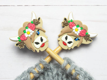 Flower Highland Cow Stitch Stoppers from Fox & Pine Stitches.