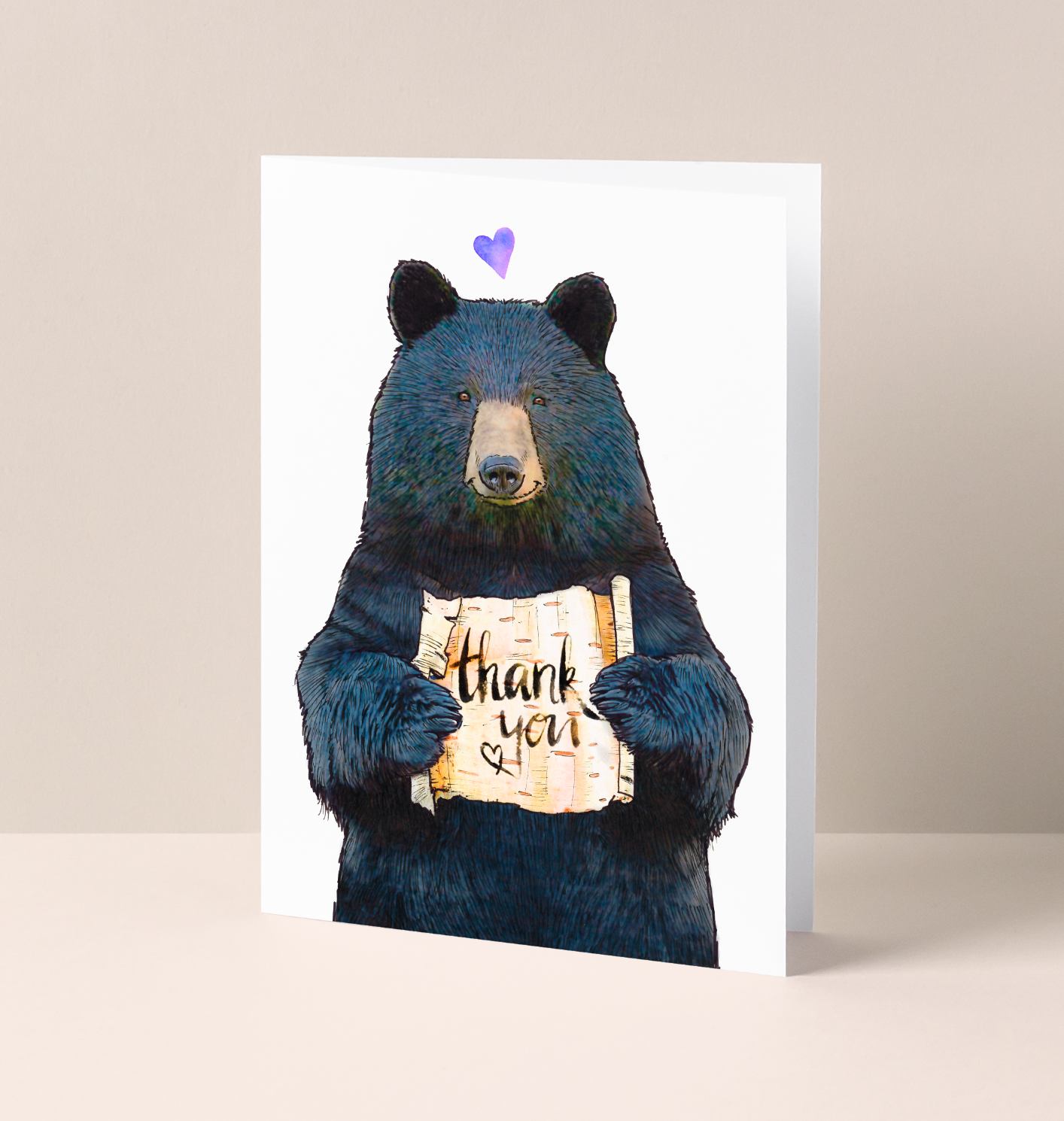 Thank You Bear Greeting Card (blank inside) by Shawn Braley Illustration