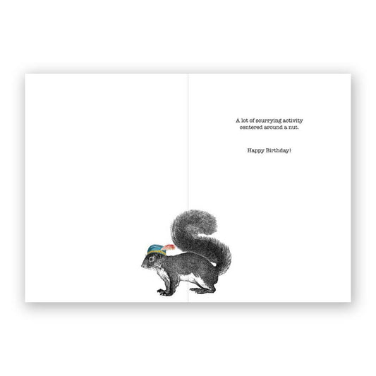 Birthdays are like Squirrels - Birthday Greeting Card by The Mincing Mockingbird - Maine Yarn & Fiber Supply