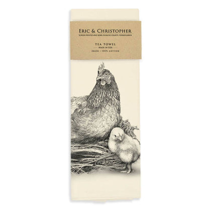 Hen with Chicks Spring Tea Towel from Eric and Christopher - Maine Yarn & Fiber Supply