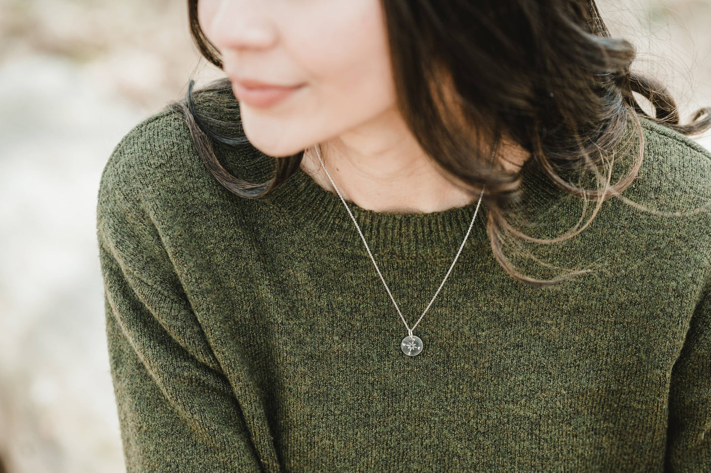 Compass Sterling Silver Necklace by Becoming Jewelry