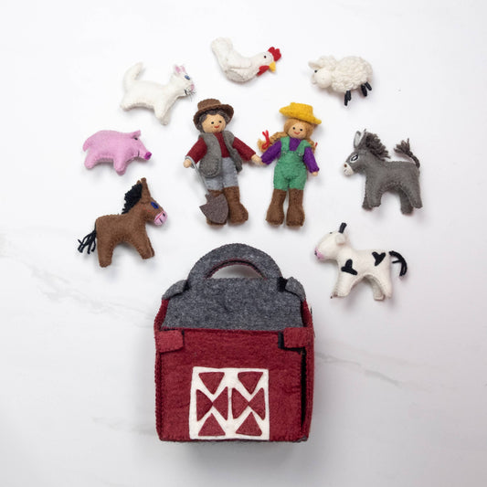 Red Barn Farmhouse Set with Dolls from The Winding Road