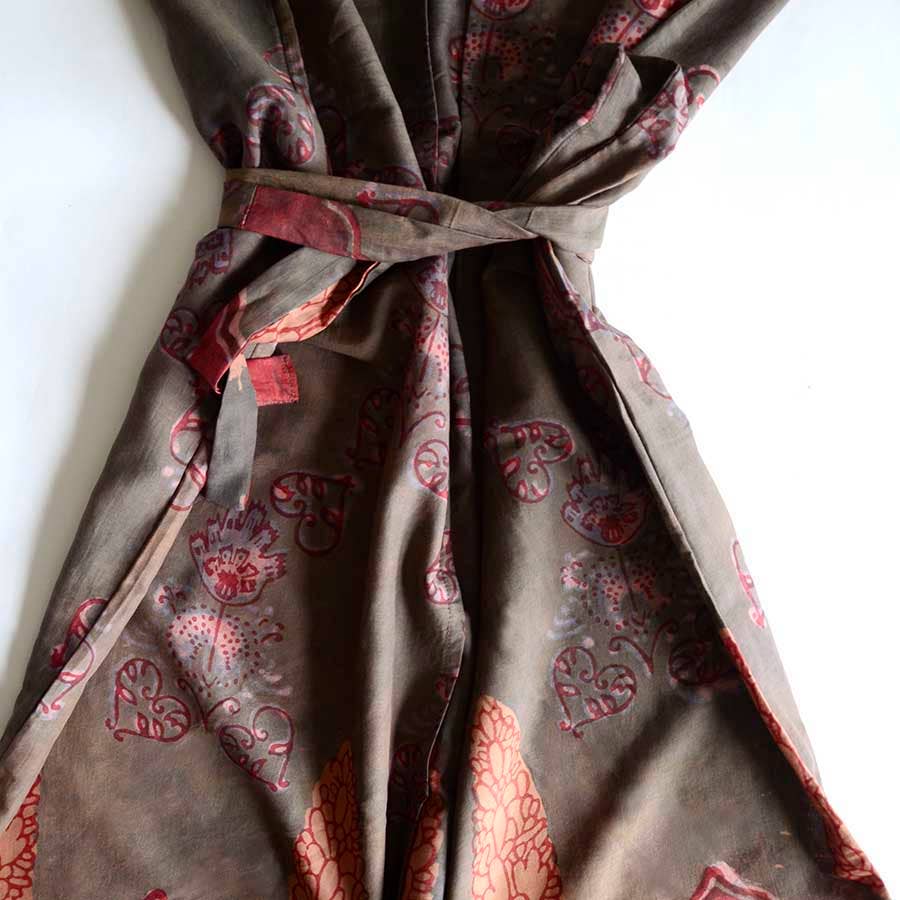 Paris Pink Floral Lounge Kimono/Robe Beach Coverup by Ichcha - Maine Yarn & Fiber Supply