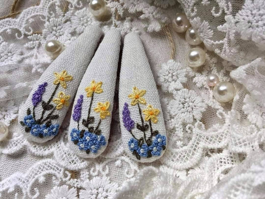 Lavender Garden Embroidered Hair Barrette from Quince Fables