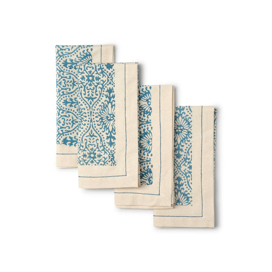 MOTIFS FOG Napkin Hand Block Printed Cotton (set of 4) from Sustainable Threads