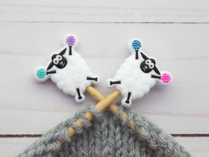 Cheerful White Sheep Stitch Stoppers from Fox & Pine Stitches