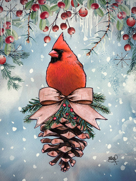 Cardinal Greeting Card (blank inside) by Shawn Braley Illustration