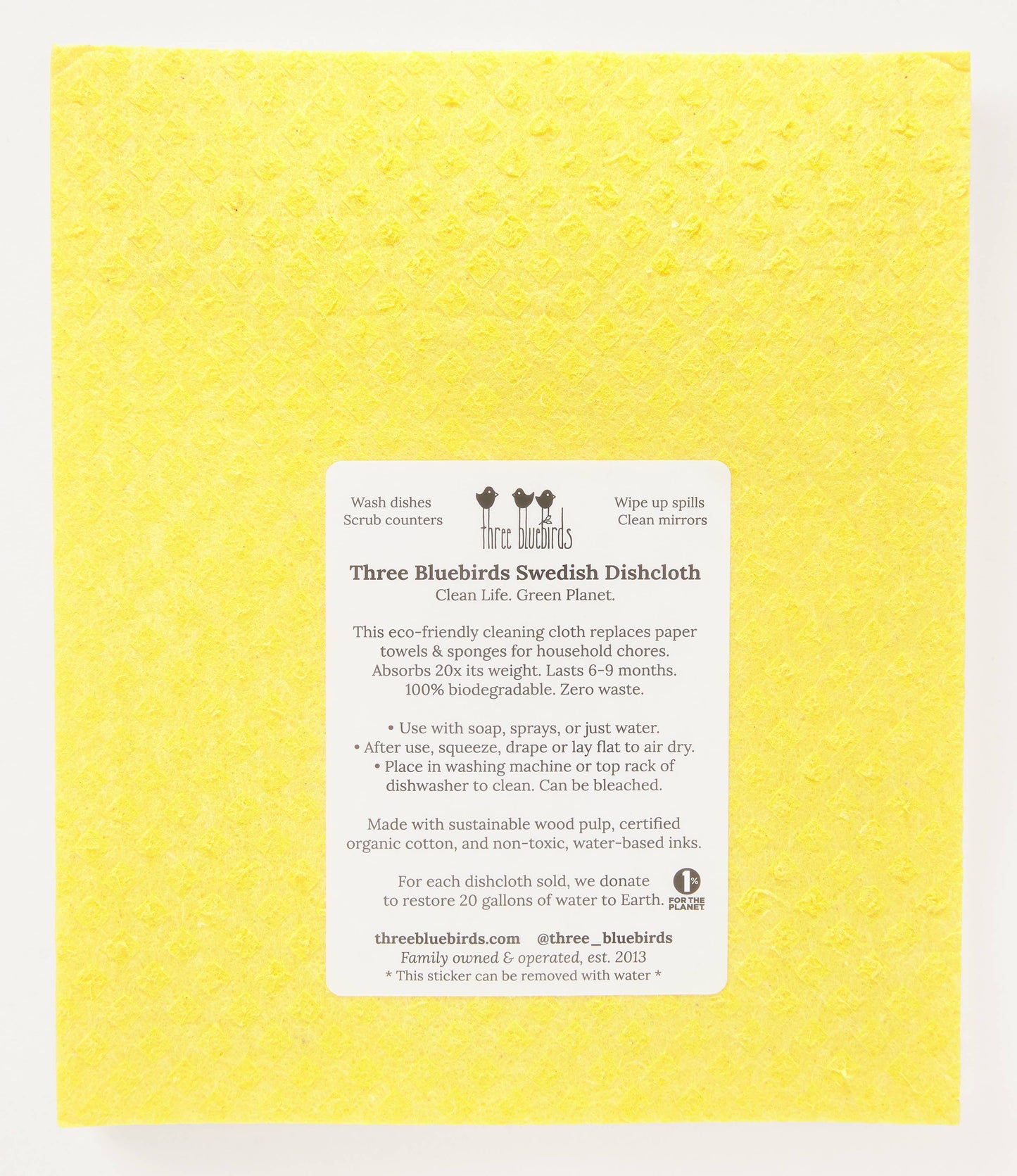 Lucille on Yellow - Swedish Dishcloths by Three Blue Birds - Maine Yarn & Fiber Supply