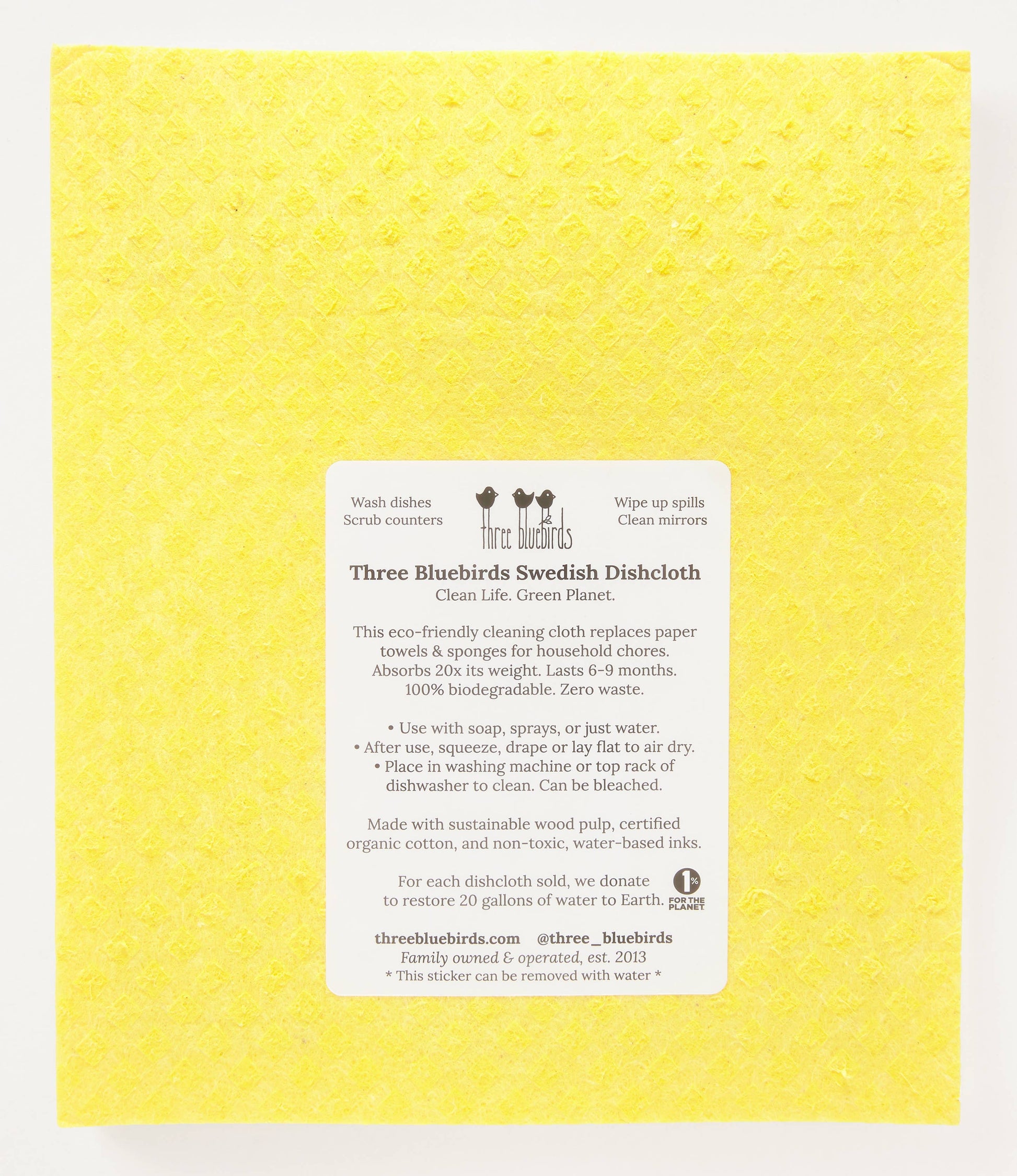 Lucille on Yellow - Swedish Dishcloths by Three Blue Birds - Maine Yarn & Fiber Supply