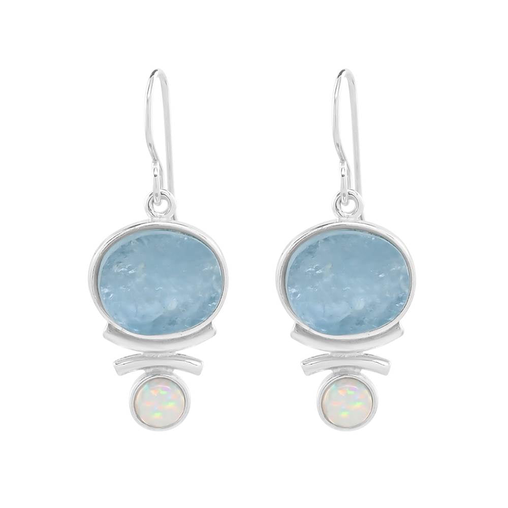 Oval Aquamarine and White Opal with Sterling Silver by Sonoma Art Works