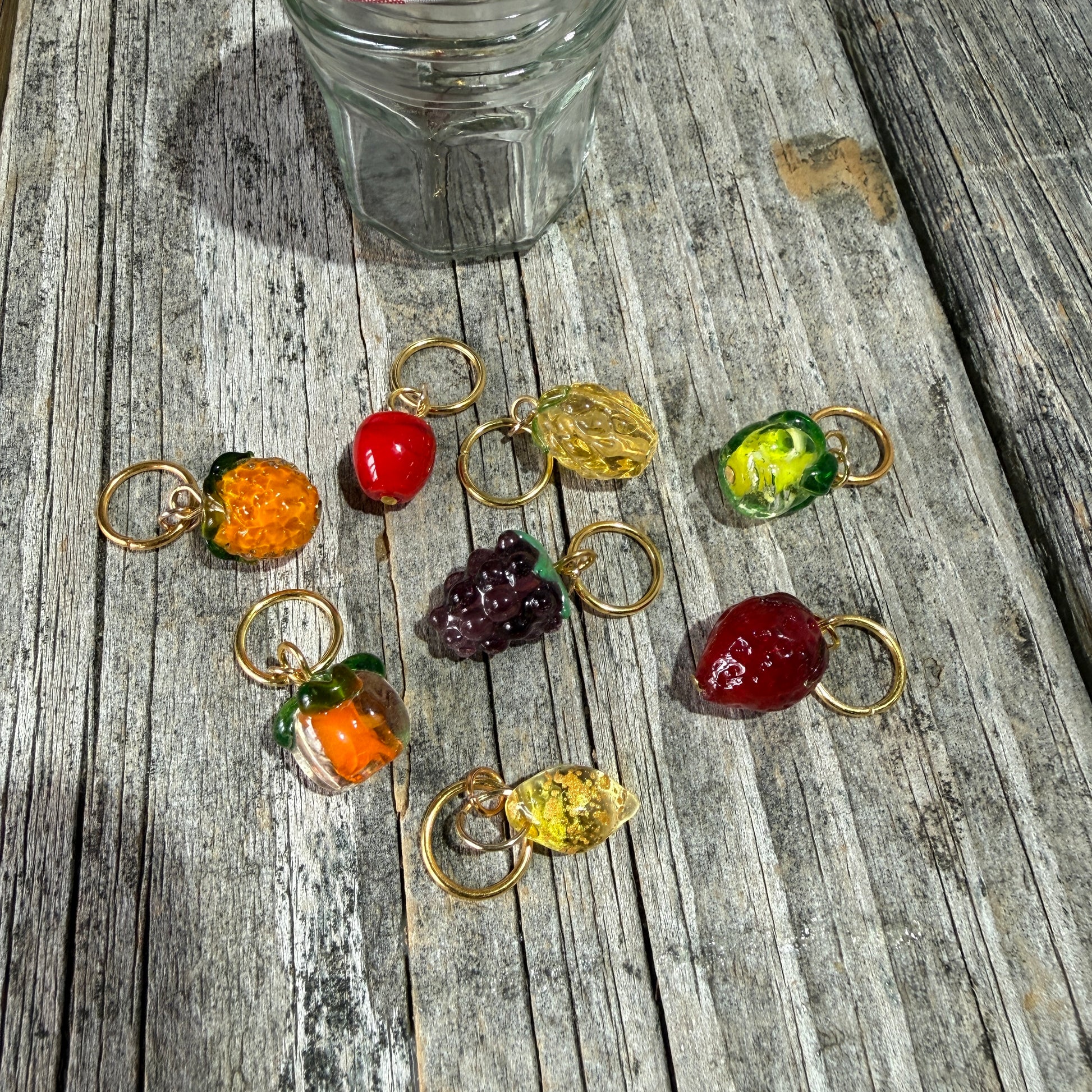 Glass Fruit Stitch Marker Jam Jar Set - Maine Yarn & Fiber Supply