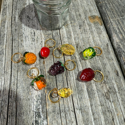 Glass Fruit Stitch Marker Jam Jar Set - Maine Yarn & Fiber Supply