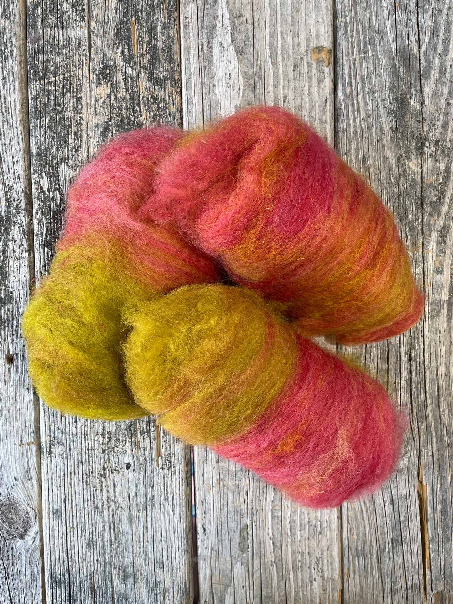 Hand-Dyed and Carded Romney Batts 8.11oz