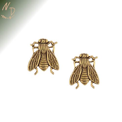 Bee Post Earrings in Antique Gold by Earth Dreams Jewelry