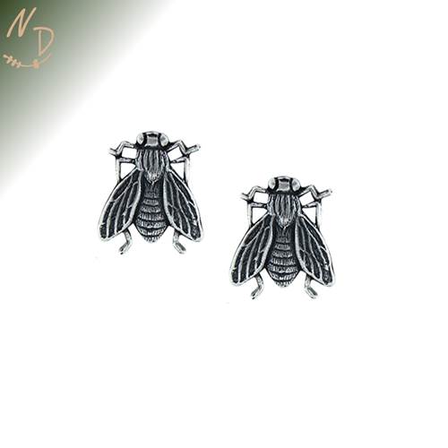 Bee Post Earrings in Antique Silver by Earth Dreams Jewelry