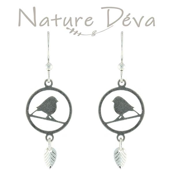 Birdie on a Branch earrings in Silver by Earth Dreams Jewelry