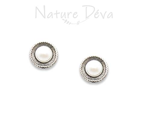 Pearl Post Earrings in Silver Plated by Earth Dreams Jewelry