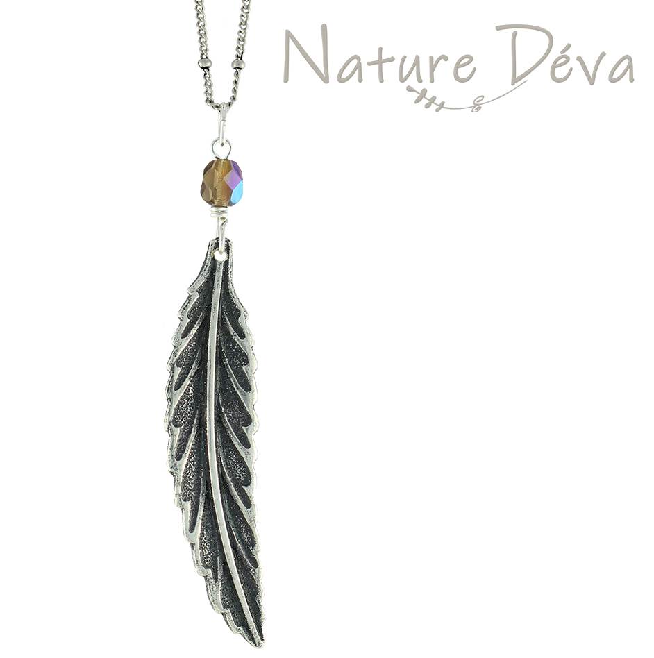 Long Leaf Necklace in Silver by Earth Dreams Jewelry