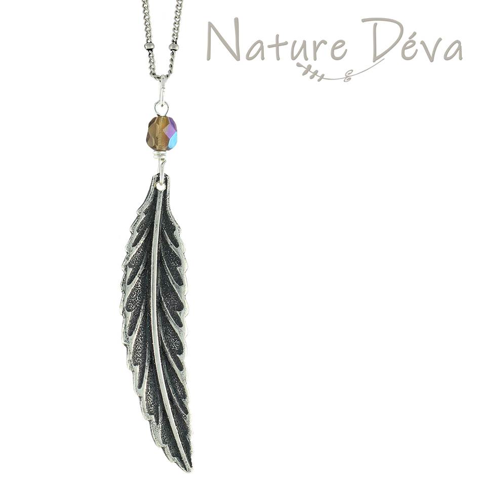 Long Feather Leaf earrings & Necklace by Earth Dreams Jewelry
