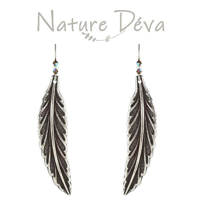 Long Feather Leaf earrings & Necklace by Earth Dreams Jewelry - Maine Yarn & Fiber Supply