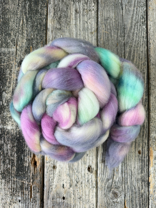 Hand Dyed Cheviot Top Fiber Braid 5.6 oz “Estival Festival”