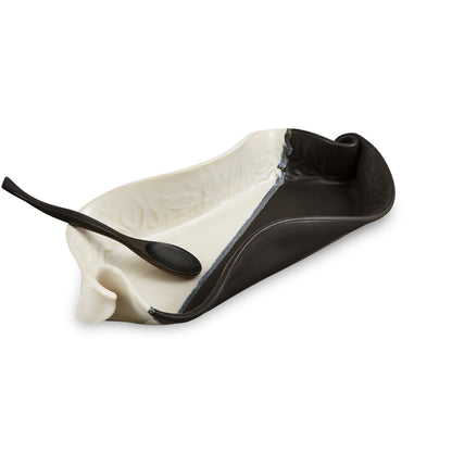 Asparagus Dish with Rosewood Spoon from Hilborn Pottery Design