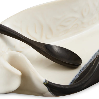 Asparagus Dish with Rosewood Spoon from Hilborn Pottery Design