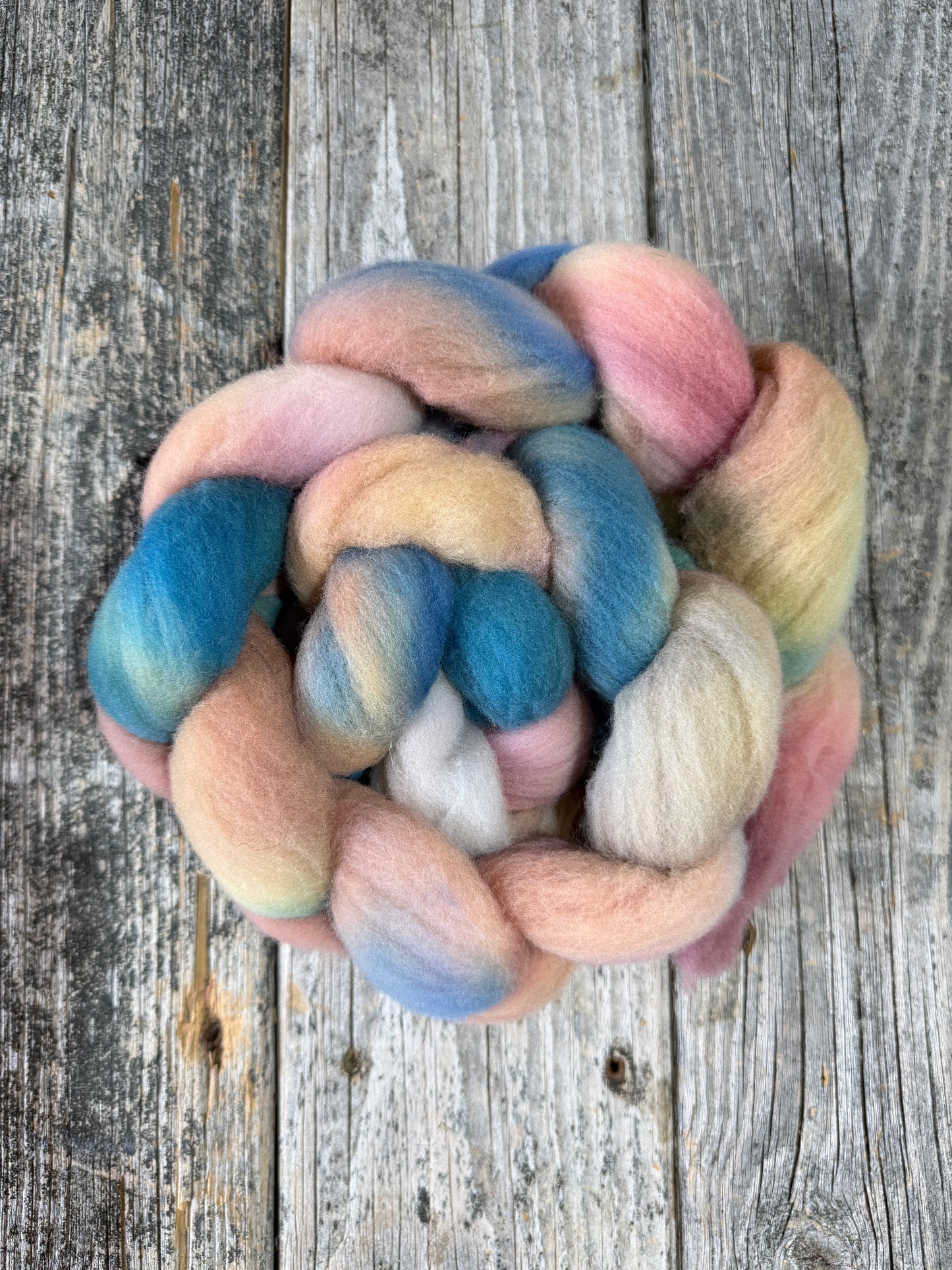 Hand Dyed by Bristol Ivy Targhee Top Braid ~4oz