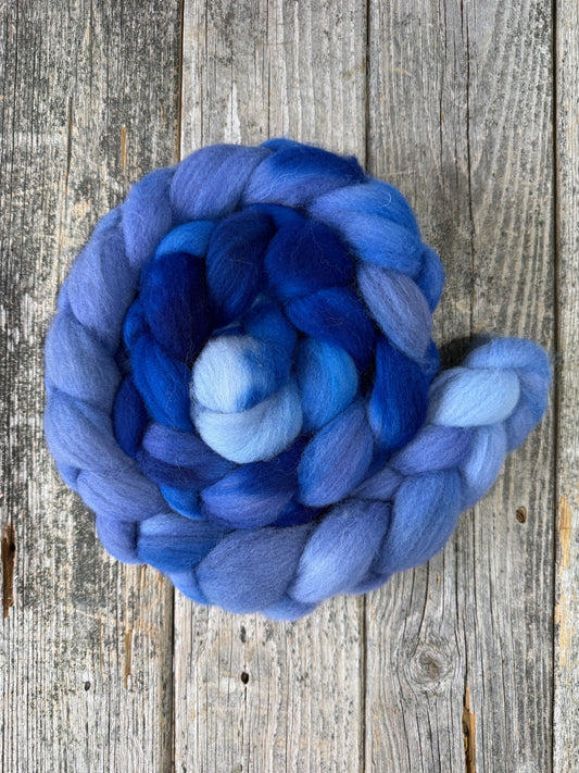Hand Dyed Cheviot Top Fiber Braid 6.4 oz “Quoddy Nights”